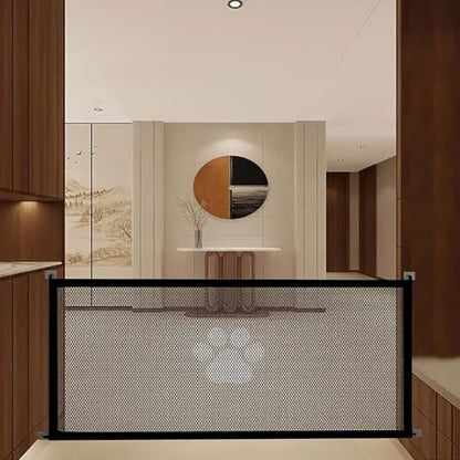Cat Dog Gate Indoor Flexible Pet Gate for Stairs No Drilling Antis Fence, Dog Gates for Doorways Extra Wide, Indoor Isolation Net Stair, Safety Fence Door for Pets 71x31in Black