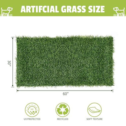 Grass Pad for Dogs, 60" x 30" Artificial Turf for Pets Potty Training, Fake Grass Mat with Drainage Holes, Easy to Clean, Large Turf Rug Outdoor Indoor Use - size: 60"L x 30"W