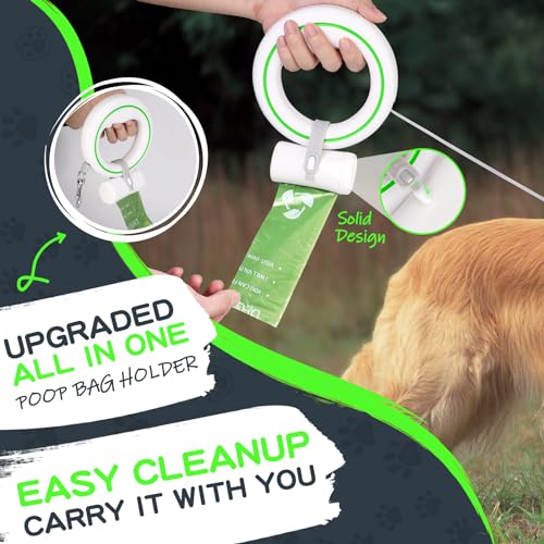 UFO Retractable Dog Leash Hands Free Wearable Laisse Chien with Poop Bag Holder One-Handed Brake Pause Lock 360° Tangle Free 10 ft Strong Nylon Tape Dog Leash for Up to 66lbs Medium Small Dogs - color: Green