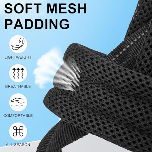BEAUTYZOO No Pull Dog Harness Medium Sized Dog, Breathable Mesh Padded Dog Harness and Leash Set, Adjustable Reflective Escape Proof Dog Vest Harnessss Quick Fit for Training Walking, Black M - color: Black, size: M: Chest 21"-26.7"