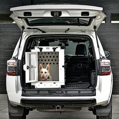 K9 Kennel Boss Aluminum Collapsible Dog Crate, Heavy Duty Folding Kennel - Medium (White) - color: White, size: 34.6"L x 25.2"W x 28.9"H