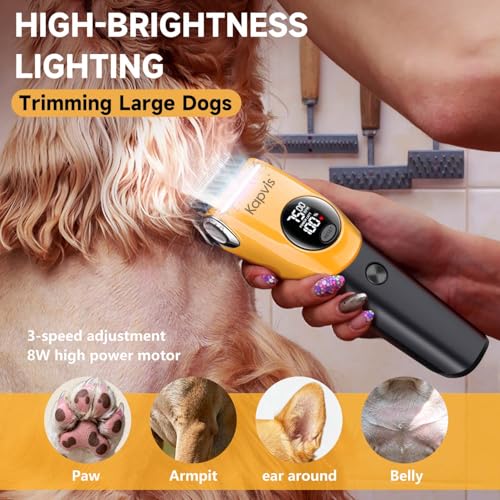 Dog Clippers for Grooming Thick Hair with LED Light,Poodle Grooming Kit with 6 Guide Combs for Dogs Cats Sheep Animals - color: Green