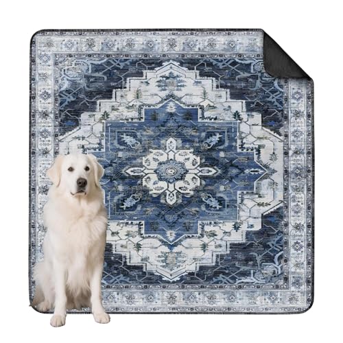 Washable Pee Pads for Dogs, Absorbent Reusable Puppy Pads Waterproof, Leakproof & Non-Slip Whelping Pad, Potty Training Pads for Dogs Playpen Mat 72x72 - color: E Blue, size: 72"x72"(1 Pack)