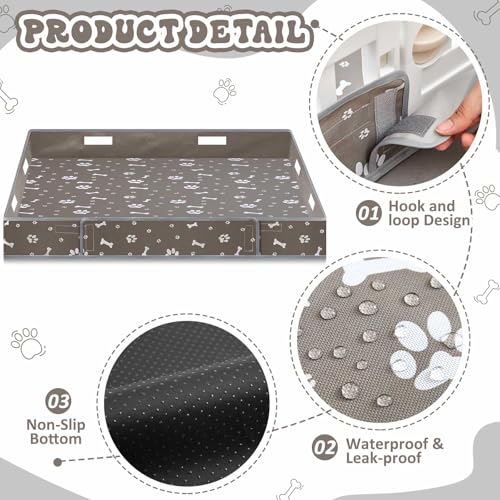 Marsui Dog Playpen Bottom Pad Fits for 36 Inch 4 Panels Pet Exercise Mat Puppy Crate Pad Reusable Washable Pet Training Pee Mat Hoop and Loop Design, Playpen Not Included (Grey) - color: Grey, style: Dog Paw Bone Print