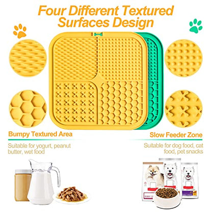 LUKITO Premium Silicone Licking Mat for Dogs & Cats, 77 Suction Cups, Slow Feeder, Boredom Reducer, Anxiety Relief, Dishwasher Safe, Food Grade - color: Large-Yellow&Green