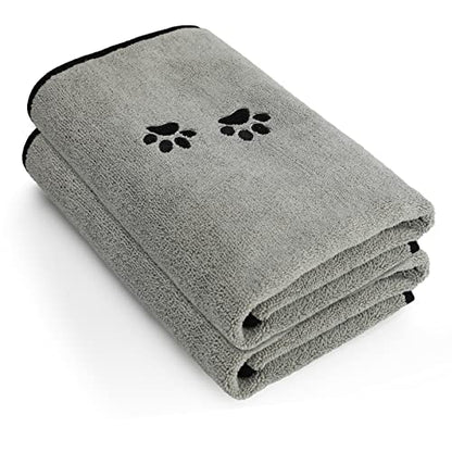 2Pieces Microfiber Pet Bath Towel Dog Towel.Dog Towel Soft Absorbent Drying for Small Medium Large Dogs and Cats with Great for Bathing and Grooming (35 x 20 Inch Grey) - color: Grey