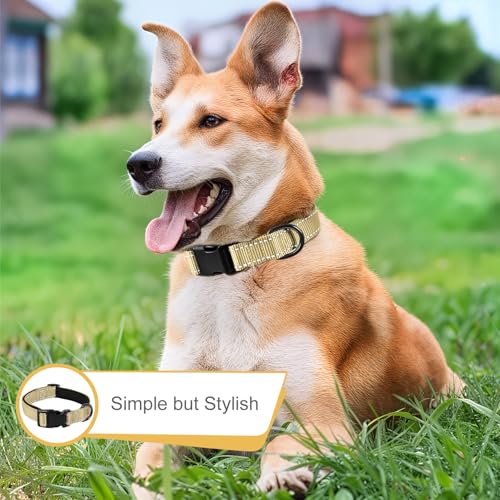 HEELE Dog Collar, Reflective Dog Collar, Soft Neoprene Padded Breathable Nylon Pet Collar Adjustable for Small Dogs, Light Khaki, S(10.23-14.96") - color: Light Khaki, size: Small (10.23-14.96")