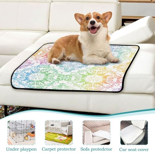 Qilmy Mandala Pet Mat, Waterproof Reusable Dog Training Pad Anti-Slip Pet Creat Pad for Small Medium Large Dogs and Cats - size: Medium+Large