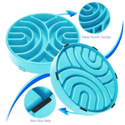 WHIPPY Slow Feeder Anti-Choking Maze Bowl - Anti-Slip Interactive Puzzle Feeder for Large Medium Dogs, Blue - color: blue