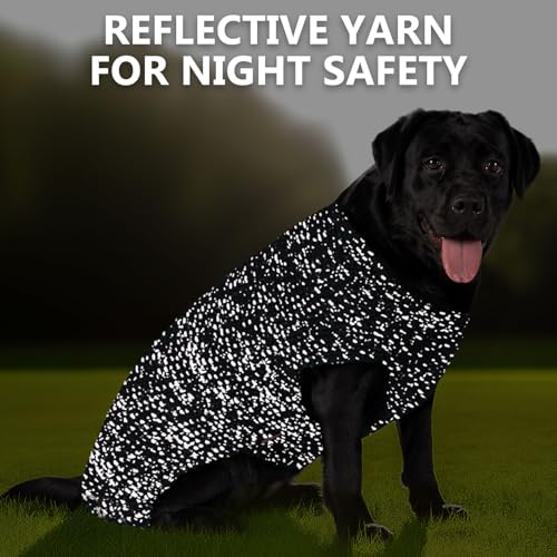 KYEESE Dog Sweater with Leash Hole Warm Pullover with Reflective Yarn for Small and Medium Dogs Male Soft Knit Pullover Boy Dog Coats Cozy Lightweight Thick Sweater,Grey,Large - color: 7# Grey, size: L (30-45lbs)