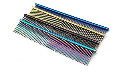 ZoCr Stainless Steel Pet Comb for Dogs Cats, Pet Grooming Comb with Different Spaced Rounded Teeth (Silvery) - color: Silvery