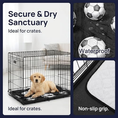 Pee Pads for Dogs,Black Footballs Washable Waterproof Dog Training Pad,Balls Sports Games Retro Charcoal Texture Non-Slip Pet Feeding Mat,Puppy Potty Pad,Dog Crate Pad for Dogs & Cats 24x18In - size: 24"L x 18"W