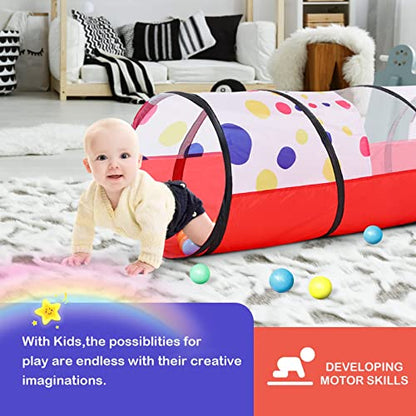 PigPigPen Kids Tunnel for Toddlers,Pop Up Play Tunnel Tent for Babies or Dogs, Indoor & Outdoor Toys for Kids Backyard Playset (Red Spots Play Tunnel) - style: Red spots play tunnel