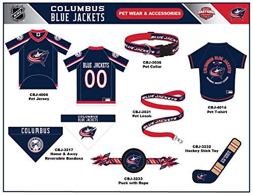 NHL Columbus Blue Jackets Tee Shirt for Dogs & Cats, X-Small. - Are You A Hockey Fan? Let Your Pet Be An NHL Fan Too! - color: Colombus Blue Jackets, size: X-Small