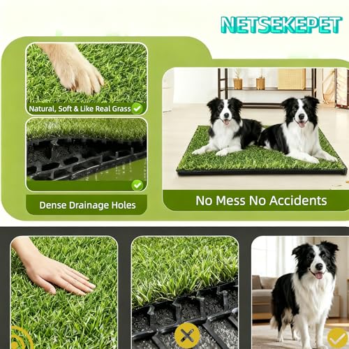 Dog Grass Pad with Tray, 30''X20'' Large Artificial Turf Potty, Reusable Puppy Pee Pads for Dogs, Portable Dog Litter Box for Indoor/Outdoor Potty Training Toilet