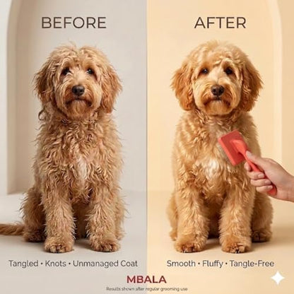 Dog Slicker Brush for Doodles, Goldendoodles & Labradoodles – Extra Long Pin Brush for Dematting & Deshedding – Removes Tangles, Knots & Loose Hair – Wooden Handle for Thick, Curly Coats (Large)