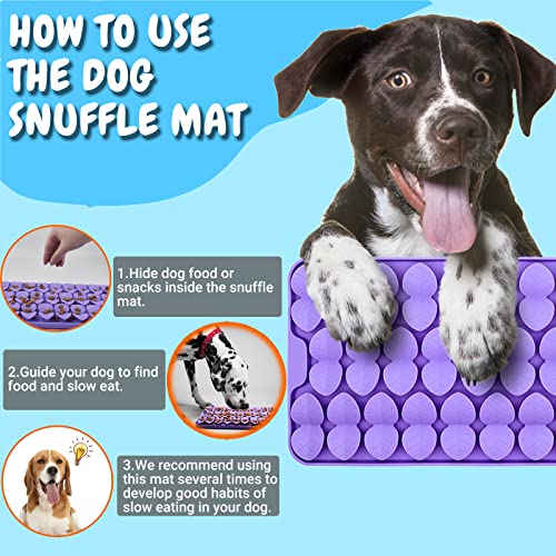 Silicone Snuffle Mat for Dogs Slow Feeder Lick Mat with Suction Cups Dogs Sniff Mat Dogs & Cats Entertainment Toys for Boredom(Purple) - color: Purple