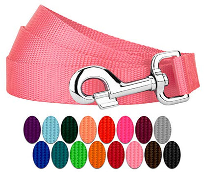 Country Brook Petz - Vibrant 17 Color Selection - Heavyduty Doublehandle Nylon Leash (6 Foot, 3/4 Inch Wide, Pink) - color: Pink