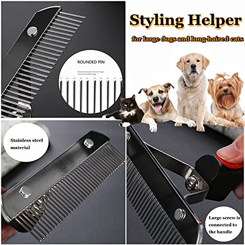 Grooming Rake Undercoat Brush for Dogs Long Hair, Long Tooth Undercoat Rake + Stainless Steel Dog Comb, Deshedding Tool Set for Husky Long-haired Cats