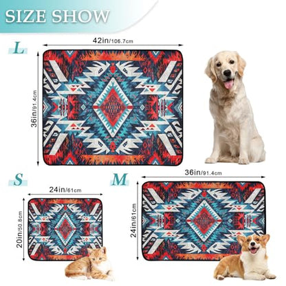 Qilmy Aztec Pet Mat, Waterproof Reusable Dog Training Pad Anti-Slip Pet Creat Pad for Small Medium Large Dogs and Cats - size: Smallx3