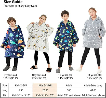 KFUBUO Wearable Blanket Hoodie for Kids Sherpa Patterns Oversized Sweatshirt Blanket With Pocket 6-10 Year Old Girl Boy Red Plaid - color: Red Plaid, size: Kids 6-10YR