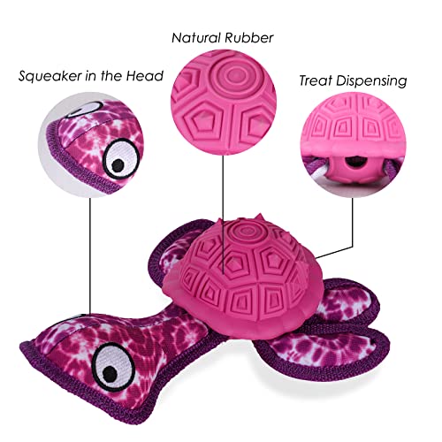 Dog Chew Toys,Puppy Teeth Chew Toys Durable Rubber Material Turtle Shape Dog Toys with 2 Tennis Ball (Red) - color: Red