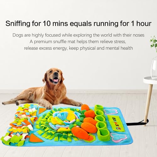 Pet Snuffle Mat for Dogs Sniff Mat Nosework Feeding Mat Slow Feeder Interactive Dog Puzzle Toys for Training and Stress Relief Encourages Natural Foraging Skills (31''x19''（Blue）) - size: 31''x19''（blue）