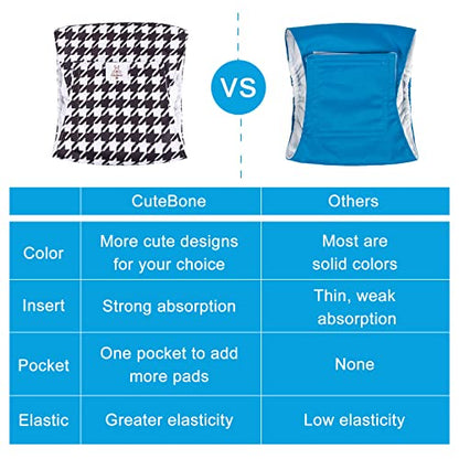 CuteBone Dog Diapers Male 4 Pack Puppy Wraps Reusable Doggie Belly Bands for Male Dogs Small Medium Large - size: S(11"-14")