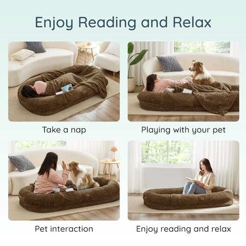 ChiXnuggle Faux Fur Washable Human Dog Bed Cover | 72*40*10,removable replace cover,soft fur,non-slip bottom,brown - color: Brown, size: Cover (72x40x10)