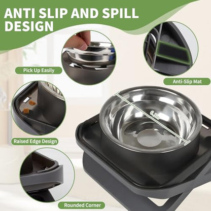 Raised Dog Bowls for Small & Medium Dogs, Adjustable Elevated Stainless Steel Food or Water Bowl, No Spill Non-Slip Dog Feeder Stand for Pets - size: Single - A