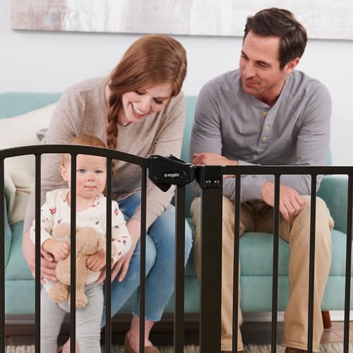 Regalo Safety 30.5-58" Extra Wide Arch Baby Gate with Door, Pressure Mount Walk Through Gate for Doorways & Bottom of Stairs, Babies, Toddlers & Pets, Tested & Safe, American Designed, American Owned - color: Black - 30.5-58"w X 30"h