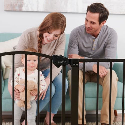 Regalo Safety 30.5-58" Extra Wide Arch Baby Gate with Door, Pressure Mount Walk Through Gate for Doorways & Bottom of Stairs, Babies, Toddlers & Pets, Tested & Safe, American Designed, American Owned - color: Black - 30.5-58"w X 30"h