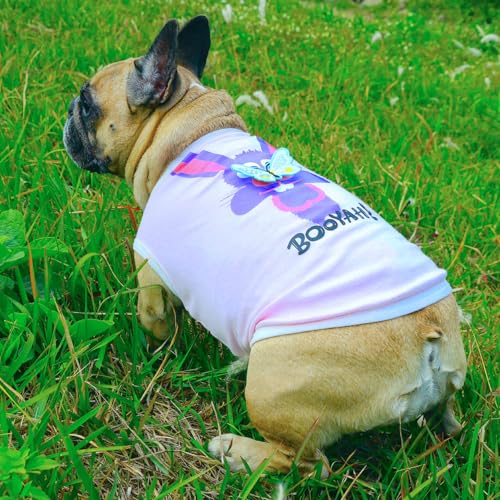 iChoue Pug Shirts for Dogs Cartoon Bunny Print Clothes Easter Outfits Costumes Rabbit Vests Cotton Tank Tops French Bulldog Puppy - Pink/Small - color: Print Bunny, size: Small ( 5 - 15 lbs )