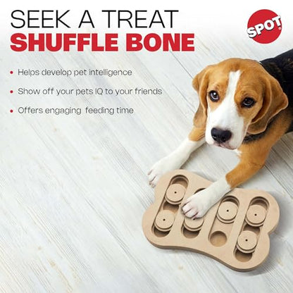 SPOT Interactive Seek-A-Treat Shuffle Bone Dog Toy Puzzle | Dog Treat Reward Toy Improves Your Dog's IQ | Specially Designed for Training Treats