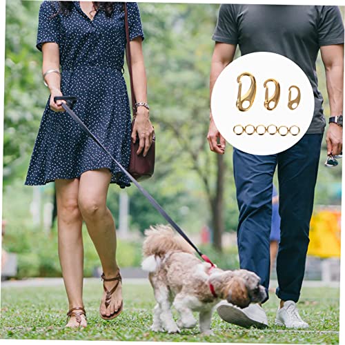 Toyvian 3Pcs Stainless Steel PET Tag Clips with Quick Release Hooks for Dog and Cat Collars Sturdy Lobster Connectors with 6 Rings