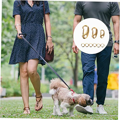 Toyvian 3Pcs Stainless Steel PET Tag Clips with Quick Release Hooks for Dog and Cat Collars Sturdy Lobster Connectors with 6 Rings
