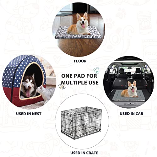 VANKEAN Dog Crate Pad Bed Mat Reversible (Warm & Cool), Soft Pet Sleeping Mat Dog Bed for Crate Suitable for Small to XX-Large Dogs and Cats, Machine Washable Crate Beds, Grey Stone Pattern - size: Large
