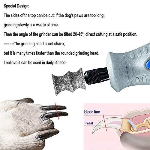 Diamond Dremel Dog Nail Grinder Bits for Rotary Tool-1/8'' Dremel Dog Nail Grinder Attachment-Pet Nail Grinder Bit Work for Animals Nail Care Large C 2P