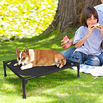 Dog Travel Cot, Elevated Dog Cot with Canopy, Travel Outdoor Camping Dog Bed with Washable Pad, Folding Outdoor Raised Elevated Cooling Dog Cot Beds for Small Dogs - color: pet camp bed