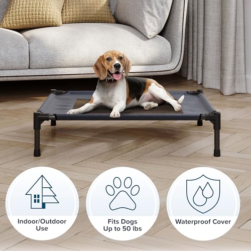 Elevated Dog Bed Cover - 30x24-Inch Replacement Pet Bed Cover with Mesh Panel - for Indoor/Outdoor Use - Dog Cot Not Included by PETMAKER (Blue) - size: Medium