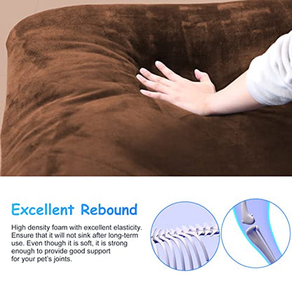 Magic Dog Super Soft Large Dog Bed Pad Mat Orthopedic Pet Beds 30 Inch Washable Anti Slip Dog Sleeping Mattress with Removable Cover, Dark Brown M - color: Dark Brown, size: 32.0"L x 24.0"W x 3.0"Th