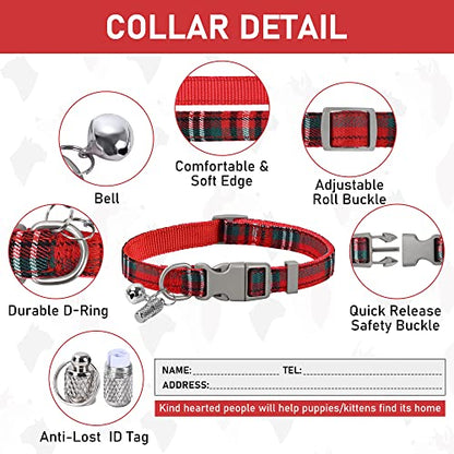 GAMUDA Small Dog Harness Collar and Leash Set, Step in No Chock No Pull Soft Mesh Adjustable Dog Vest Harnesses Plaid Reflective for Dogs Puppy Cats Kitten Rabbit (Red, S) - color: Red, size: S