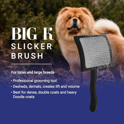 Chris Christensen Big K Dog Slicker Brush for Dogs (Goldendoodles, Labradoodles, Poodles), Groom Like a Professional, Fluff Detangle Style, Saves Time Energy, Black, Large - color: Black, size: Large