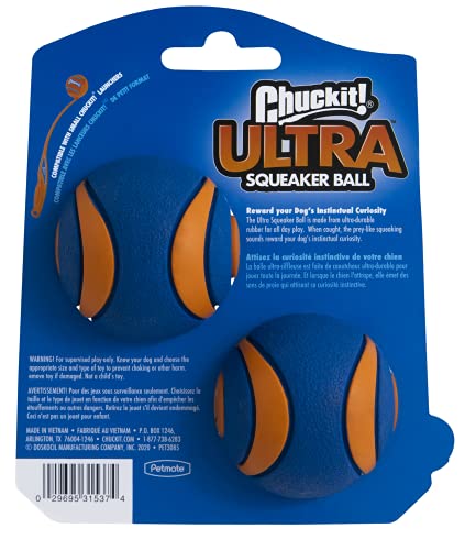 Chuckit! Ultra Squeaker Ball Dog Toy, Small (2 Inch) 2 Pack for Small Breeds - size: Small (2 Pack), style: Squeaker