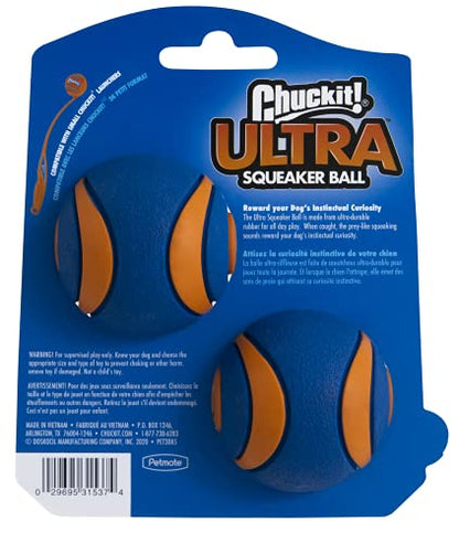 Chuckit! Ultra Squeaker Ball Dog Toy, Small (2 Inch) 2 Pack for Small Breeds - size: Small (2 Pack), style: Squeaker