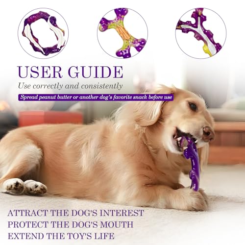 Frienhund Tough Dog Toys for Aggressive Chewers 3 Pack, Indestructible Dog Toys for Large Dogs, Dog Chew Toys, Aggressive Chew Toys to Keep Them Busy, Dog Toy for 30-75lbs Medium/Large Breeds - color: Purple