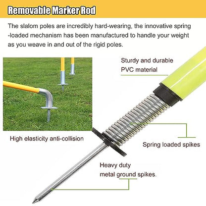 Slalom Training Agility Poles with Metal Spikes, Removable Coaching Sticks for Soccer Drills and Training, Spring Loaded Poles Soccer Technical Skills Training(Yellow A,1.5m(5ft)) - color: Yellow a, size: 1.5m(5ft)