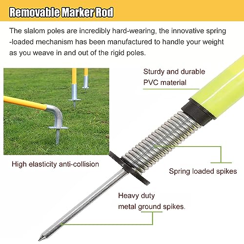Slalom Training Agility Poles with Metal Spikes, Removable Coaching Sticks for Soccer Drills and Training, Spring Loaded Poles Soccer Technical Skills Training(Yellow B,1.5m(5ft)) - color: Yellow B, size: 1.5m(5ft)
