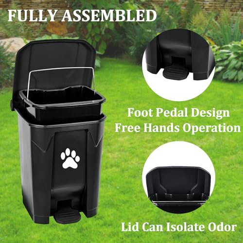 Outdoor Dog Poop Trash Can, Dog Waste Trash Can for Backyard Garden Home with Lid, Removable Inner Bin, Green Waste Bag, Black Fully Assembled - color: Black-Green Bag