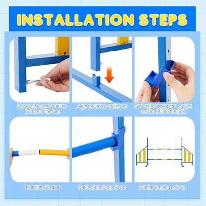 Seenelling Agility Wing Jumps with Bar Dog Training Hedge Metal Frame Adjustable Pet Hurdles Jump Bars High Stability for Indoor Outdoor Dog Pet Agility Course Game